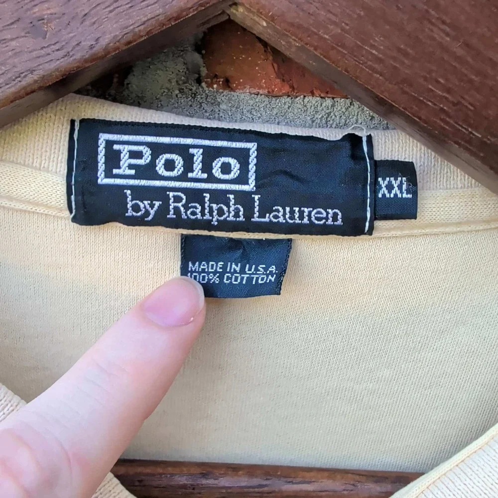 Polo Ralph Lauren Polo Shirt Mens XXL Yellow Vintage Made in USA Cotton Pony